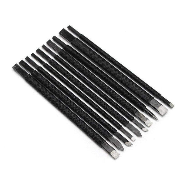 Planet Gates Professional 10pc/set Black Nylon And Steel Chisel Set Stone Carving Knife Artist Woodworker Hand Tools For Shoushan Stones