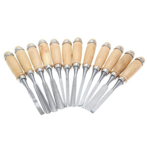 Planet Gates Professional 12Pcs/set Manual Wood Carving Hand Chisel Tool Set Carpenters Woodworking Carving Chisel DIY Detailed Hand Tools