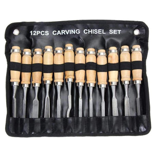 Planet Gates Professional 12Pcs/set Manual Wood Carving Hand Chisel Tool Set Carpenters Woodworking Carving Chisel DIY Detailed Hand Tools