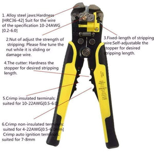 Planet Gates Professional Automatic Electric Cable Wire Stripper Wire Striper Multifunctional Cutter Crimper Crimping Pliers Terminal Tool