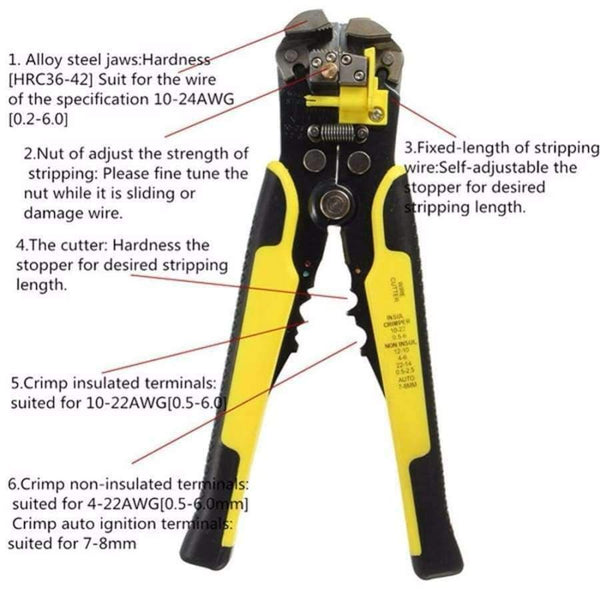 Planet Gates Professional Automatic Electric Cable Wire Stripper Wire Striper Multifunctional Cutter Crimper Crimping Pliers Terminal Tool