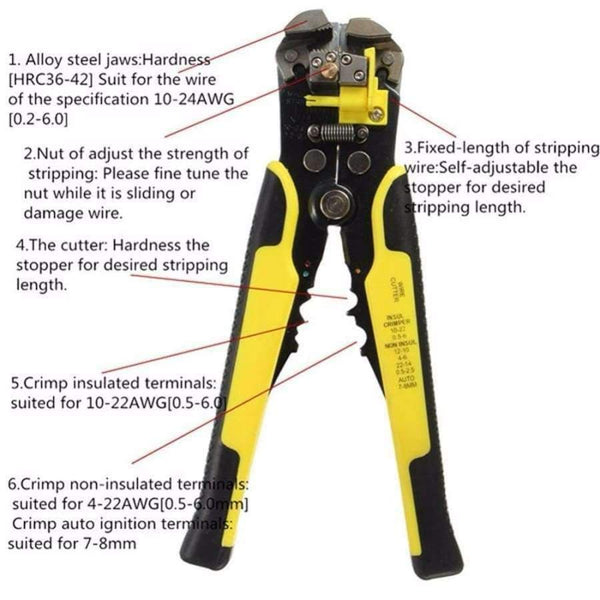 Planet Gates Professional Automatic Electric Cable Wire Stripper Wire Striper Multifunctional Cutter Crimper Crimping Pliers Terminal Tool