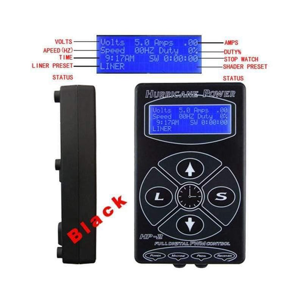 Planet Gates Professional Black HP-2 Hurricane Tattoo Power Supply Digital Dual LCD Display Tattoo Power Supply Machines Free Shipping