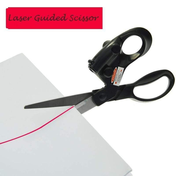 Planet Gates Professional Laser Guided Sewing Scissors DIY Infrared Positioning Laser Stainless Steel Scissors For Needlework Sewing Supplies (black)