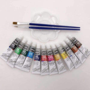 Planet Gates Professional Oil Colors Paints Fine Painting Art Supplies 12 Colours 6 ML Tube Offer 2 Brush And 1 Palette  For Free