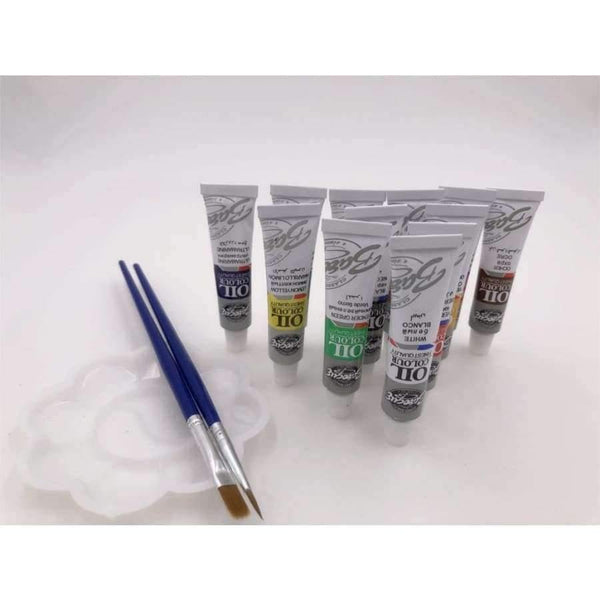 Planet Gates Professional Oil Colors Paints Fine Painting Art Supplies 12 Colours 6 ML Tube Offer 2 Brush And 1 Palette  For Free