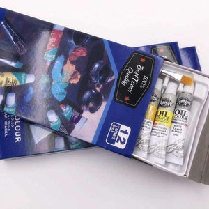 Planet Gates Professional Oil Colors Paints Fine Painting Art Supplies 12 Colours 6 ML Tube Offer 2 Brush And 1 Palette  For Free