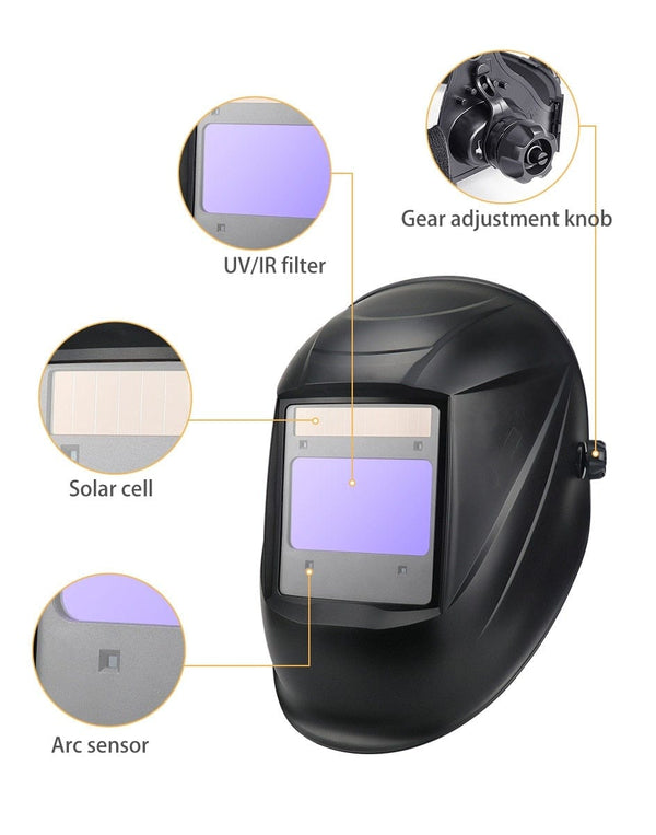 Planet Gates Professional Protective Welding Helmet Automatically Darkening Soldering Mask True Color Welder Cap 4 Arc Sensor for TIG MIG MMA