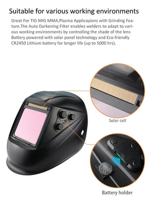 Planet Gates Professional Protective Welding Helmet Automatically Darkening Soldering Mask True Color Welder Cap 4 Arc Sensor for TIG MIG MMA
