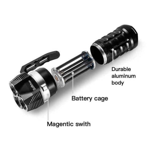 Planet Gates Professional Scuba Diving Flashlight Cree XPL 3000LM LED Light Underwater Searchlight 18650 Powerful LED Flashlight