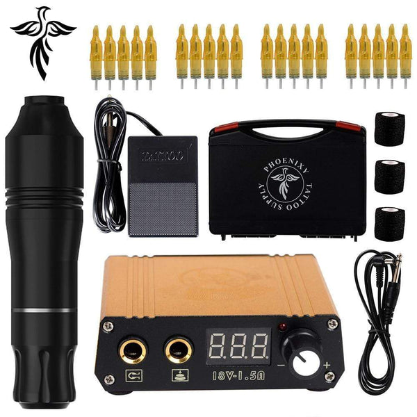 Planet Gates Professional Tattoo Kit Set Permanent Makeup Kit Rotary Machines Tattoo Power Supply Tattoo Needles Ink Complete Tools Supplies