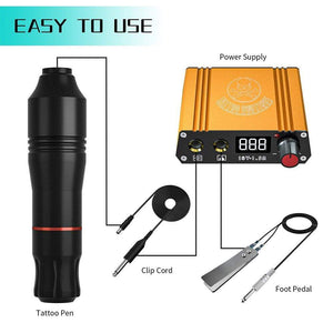 Planet Gates Professional Tattoo Kit Set Permanent Makeup Kit Rotary Machines Tattoo Power Supply Tattoo Needles Ink Complete Tools Supplies