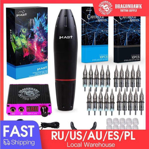 Planet Gates Professional Tattoo Kits Rotary Tattoo Pen Machine Guns Permanent Makeup Machine Color Inks Power Supply Cartridge Needles D3029