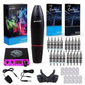 Planet Gates Professional Tattoo Kits Rotary Tattoo Pen Machine Guns Permanent Makeup Machine Color Inks Power Supply Cartridge Needles D3029