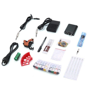 Planet Gates Professional Tattoo kits Set Pro Gun machine Power Pedal 10 Color ink sets power supply disposable needle Grip Tip US Plug New