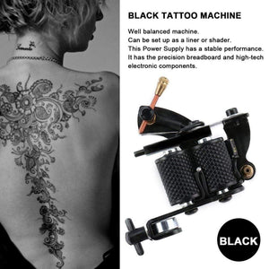 Planet Gates Professional Tattoo kits Set Pro Gun machine Power Pedal 10 Color ink sets power supply disposable needle Grip Tip US Plug New