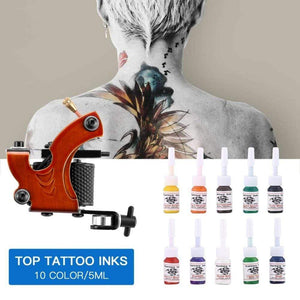 Planet Gates Professional Tattoo kits Set Pro Gun machine Power Pedal 10 Color ink sets power supply disposable needle Grip Tip US Plug New