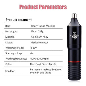 Planet Gates Professional Tattoo Machine Kit Complete Rotary Pen Set Tattoo Cartridge Needles For Permanent Makeup Eyebrow Tattoo Body Artist