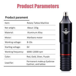 Planet Gates Professional Tattoo Machine Kit Complete Rotary Pen Set Tattoo Cartridge Needles For Permanent Makeup Eyebrow Tattoo Body Artist