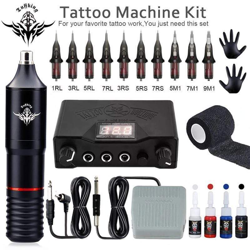 Planet Gates Professional Tattoo Machine Kit Complete Rotary Pen Set Tattoo Cartridge Needles For Permanent Makeup Eyebrow Tattoo Body Artist