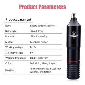 Planet Gates Professional Tattoo Machine Kit Tattoo LCD Power Supply Rotary Pen With Cartridges Needles Permanent Makeup for Tattoo Artist