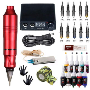 Planet Gates Professional Tattoo Machine Kit Tattoo Power Supply Rotary Pen With Cartridges Needle Tattoo Pen For Tattoo Beginners Artist