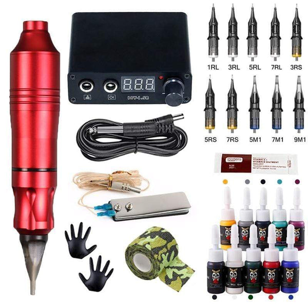 Planet Gates Professional Tattoo Machine Kit Tattoo Power Supply Rotary Pen With Cartridges Needle Tattoo Pen For Tattoo Beginners Artist