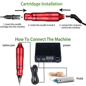 Planet Gates Professional Tattoo Machine Kit Tattoo Power Supply Rotary Pen With Cartridges Needle Tattoo Pen For Tattoo Beginners Artist