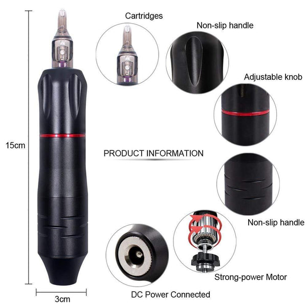 Planet Gates Professional Tattoo Machine Kit Tattoo Power Supply Rotary Pen With Cartridges Needles For Permanent Makeup Eyebrow Microblading