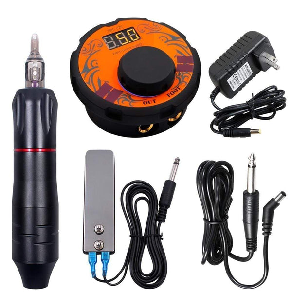 Planet Gates Professional Tattoo Machine Kit Tattoo Power Supply Rotary Pen With Cartridges Needles For Permanent Makeup Eyebrow Microblading