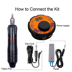Planet Gates Professional Tattoo Machine Kit Tattoo Power Supply Rotary Pen With Cartridges Needles For Permanent Makeup Eyebrow Microblading