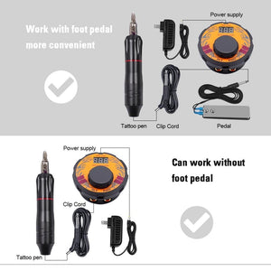 Planet Gates Professional Tattoo Machine Kit Tattoo Power Supply Rotary Pen With Cartridges Needles For Permanent Makeup Eyebrow Microblading