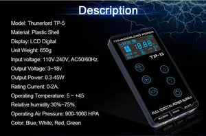 Planet Gates Professional Tattoo Machine Kit TP-5 Power Supply Tattoo Rotary Gun Digital Dual LCD Display Cartridges For Tattoo Artist Gift