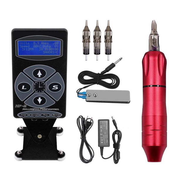 Planet Gates Professional Tattoo Machine Kit TP-5 Power Supply Tattoo Rotary Gun Digital Dual LCD Display Cartridges For Tattoo Artist Gift