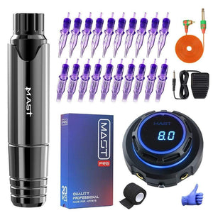Planet Gates Professional Tattoo Machine MAST P10 Kit Tattoo Rotary Pen Set Tattoo Permanent Makeup LCD Power Supply for Tattoo Artist