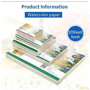 Planet Gates Professional Watercolor Paper 20Sheets Hand Painted Water Book for Artist Student Art Supplies