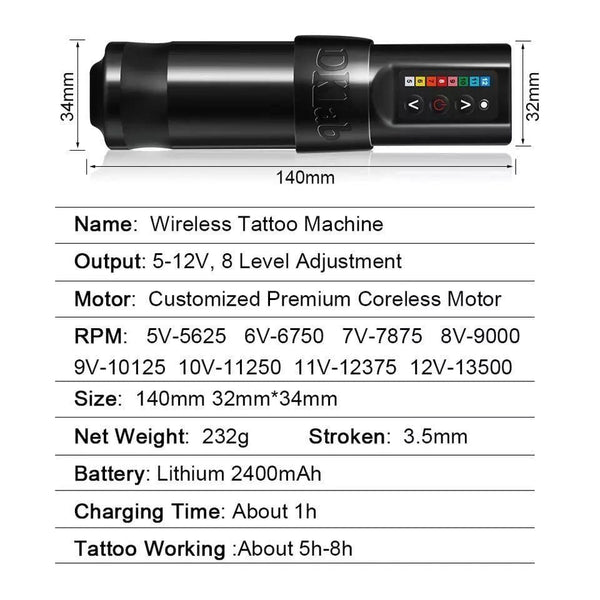 Planet Gates Professional Wireless Tattoo Pen Customized Coreless Motor Tattoo Machine For Tattoo Artists Permanent Makeup Machi