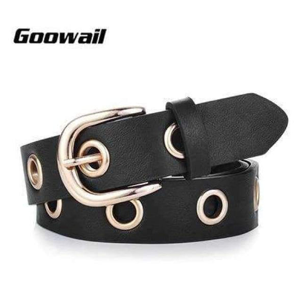 Planet Gates promotion  black / 100cm Goowail 2017 fashion Belts for Women Grommet Duo euramerican style designer pu Leather strap for ladies jeans accessories