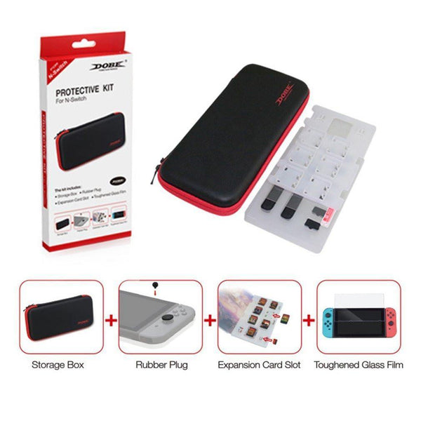 Planet Gates Protective Kit EVA Case Tempered Glass Protector Kit for Nintendo Switch