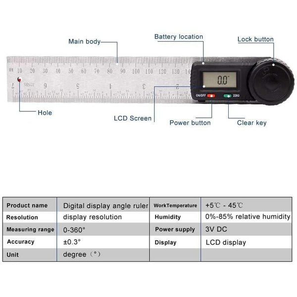 Protractor Digital Angle Finder Ruler Meter 360 Degree Protractor Steel Inclinometer Goniometer Electronic Angle lock