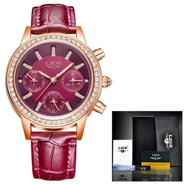 Planet Gates Pruple Women's Watch Top Brand Luxury Lady Quartz Clock Women Casual Leather Waterproof Sports Watch Montre Femme