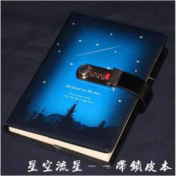 Planet Gates PU leather 1 / A5 Creative A5 PU leather notebook lock logo name custom writing pads binder password school diary supplies