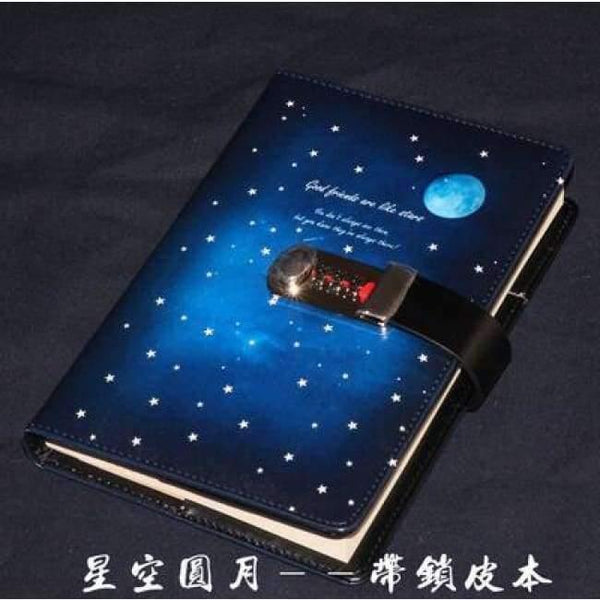 Planet Gates PU leather 3 / A5 Creative A5 PU leather notebook lock logo name custom writing pads binder password school diary supplies