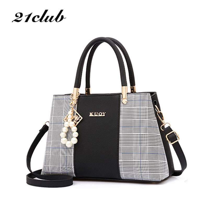 Planet Gates PU Leather Large Capacity Woman Handbag Grid Shoulder Bag Fashion Casual Luxury Designer Crossbody Women Handbags