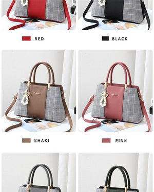 Planet Gates PU Leather Large Capacity Woman Handbag Grid Shoulder Bag Fashion Casual Luxury Designer Crossbody Women Handbags