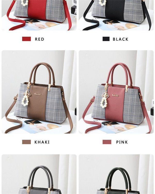Planet Gates PU Leather Large Capacity Woman Handbag Grid Shoulder Bag Fashion Casual Luxury Designer Crossbody Women Handbags