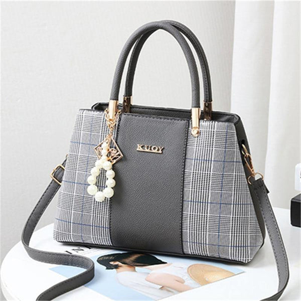 Planet Gates PU Leather Large Capacity Woman Handbag Grid Shoulder Bag Fashion Casual Luxury Designer Crossbody Women Handbags