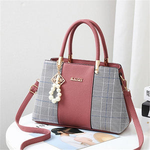 Planet Gates PU Leather Large Capacity Woman Handbag Grid Shoulder Bag Fashion Casual Luxury Designer Crossbody Women Handbags