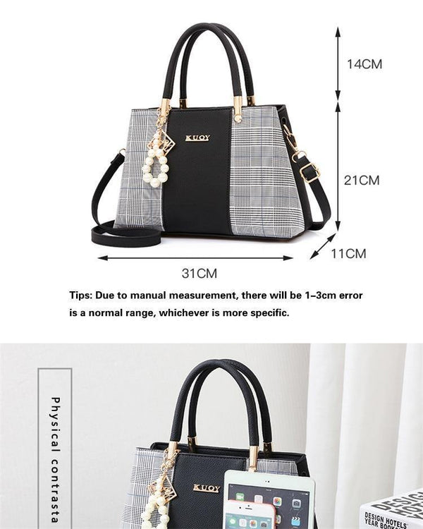 Planet Gates PU Leather Large Capacity Woman Handbag Grid Shoulder Bag Fashion Casual Luxury Designer Crossbody Women Handbags