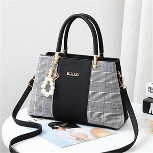 Planet Gates PU Leather Large Capacity Woman Handbag Grid Shoulder Bag Fashion Casual Luxury Designer Crossbody Women Handbags